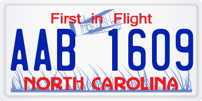 NC license plate AAB1609