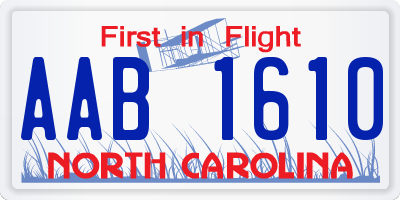 NC license plate AAB1610