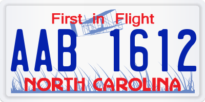 NC license plate AAB1612