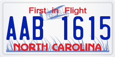 NC license plate AAB1615