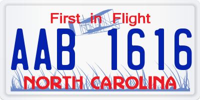 NC license plate AAB1616