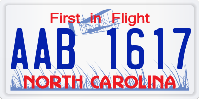 NC license plate AAB1617