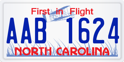 NC license plate AAB1624