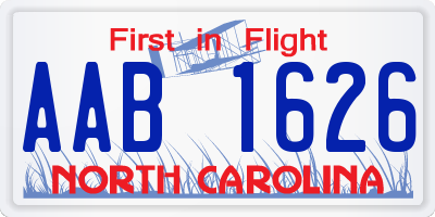NC license plate AAB1626