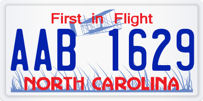 NC license plate AAB1629