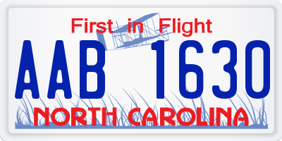 NC license plate AAB1630