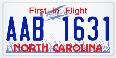 NC license plate AAB1631
