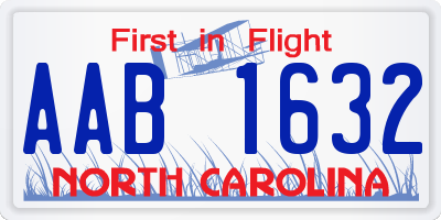 NC license plate AAB1632