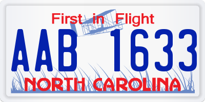NC license plate AAB1633