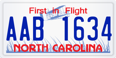 NC license plate AAB1634