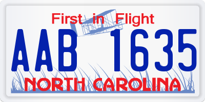 NC license plate AAB1635