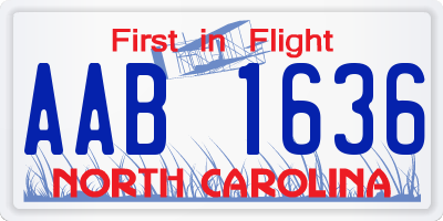 NC license plate AAB1636