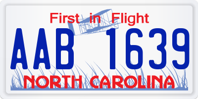 NC license plate AAB1639
