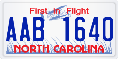 NC license plate AAB1640