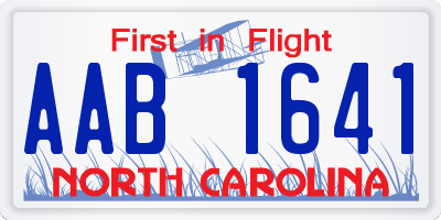 NC license plate AAB1641