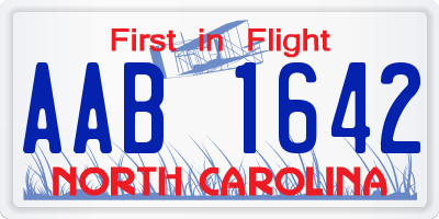 NC license plate AAB1642
