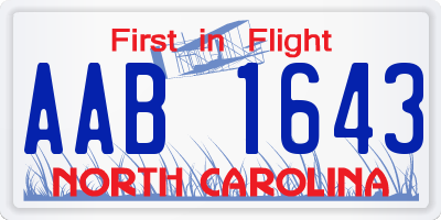 NC license plate AAB1643
