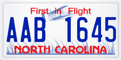 NC license plate AAB1645