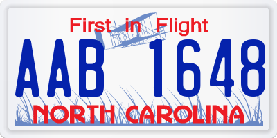 NC license plate AAB1648