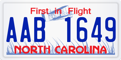 NC license plate AAB1649