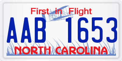 NC license plate AAB1653