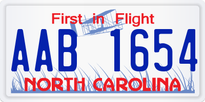 NC license plate AAB1654