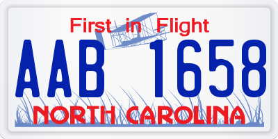 NC license plate AAB1658