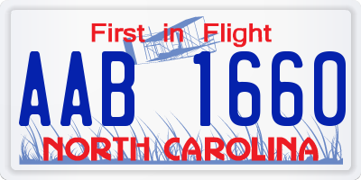 NC license plate AAB1660