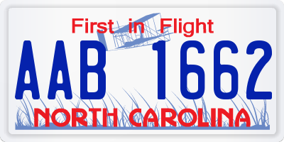 NC license plate AAB1662