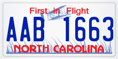 NC license plate AAB1663