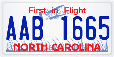 NC license plate AAB1665