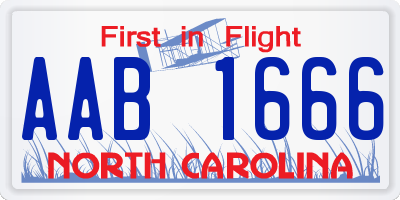 NC license plate AAB1666