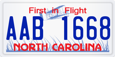 NC license plate AAB1668