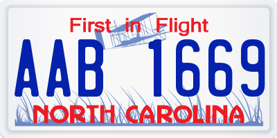 NC license plate AAB1669