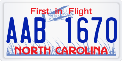 NC license plate AAB1670