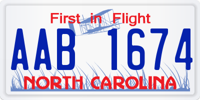 NC license plate AAB1674