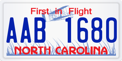 NC license plate AAB1680