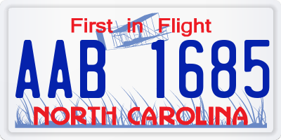 NC license plate AAB1685