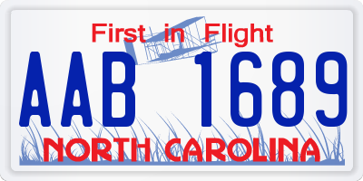 NC license plate AAB1689