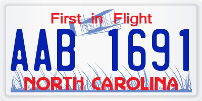 NC license plate AAB1691