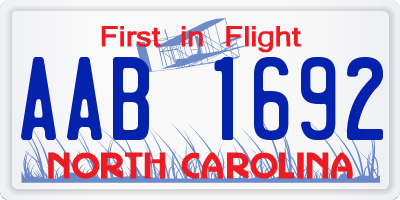 NC license plate AAB1692