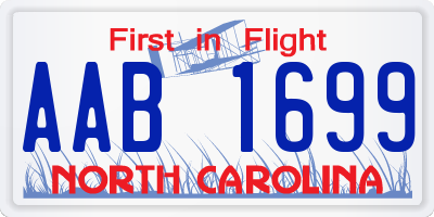 NC license plate AAB1699