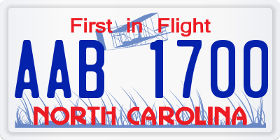 NC license plate AAB1700