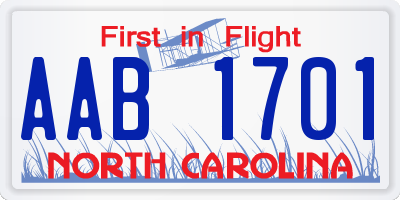 NC license plate AAB1701