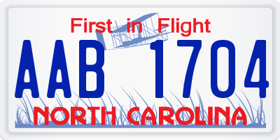 NC license plate AAB1704