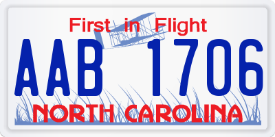 NC license plate AAB1706