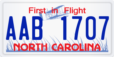NC license plate AAB1707