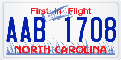 NC license plate AAB1708