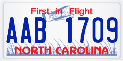 NC license plate AAB1709