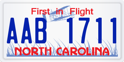 NC license plate AAB1711